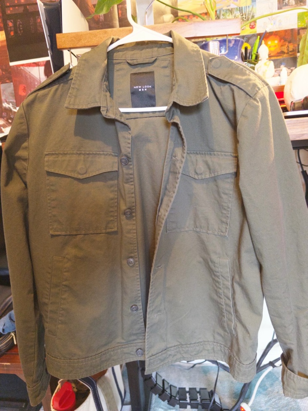 New Look Men Olive Green Utility Shirt Jacket